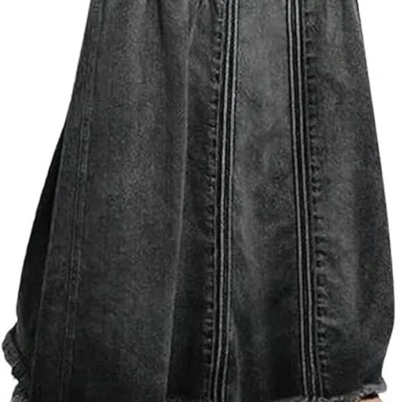 NWT Charcoal Frayed A-Line Maxi Skirt With Pockets - Picture 3 of 7